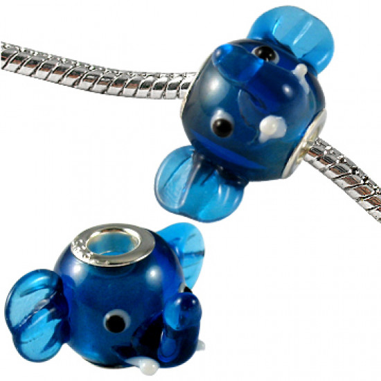 Murano Glass Elephant Head Bead Charms - Fits Pandora & Troll Bracelets - Various Colours