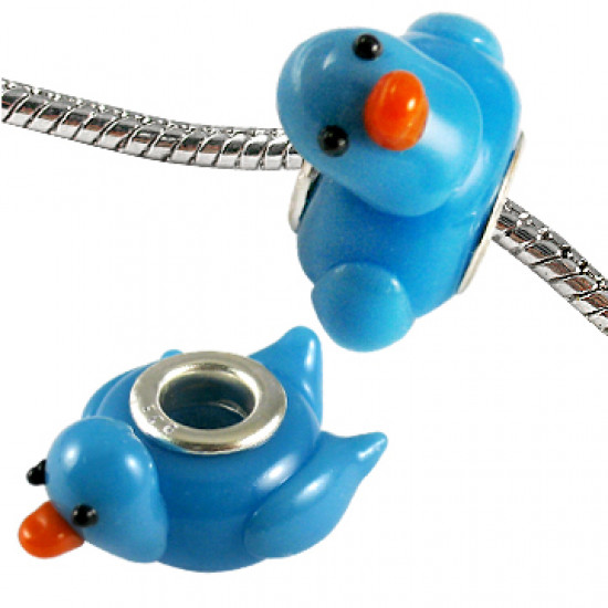 Murano Glass Duck Bead Charms - Fits Pandora & Troll Bracelets - Various Colours