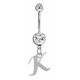 Sterling Silver Initial Dangle Belly Button Piercing Bars with CZ Crystals - Letters A to Z - All our Jewellery is Quality Checked by Sheffield Assay office