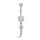 Sterling Silver Dangly Initials Piercing bars with CZ Crystals