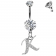 Initial Belly Button Rings - 316L Surgical Steel - Internally Threaded - 14G(1.6mm) - AAA+ CZ Crystals - Silver Letter A-Z Belly Button Rings - All our Jewellery is Quality Checked by Sheffield Assay office