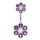 Double Flower Sterling Silver Belly Bars - Various Colours | Inspected by Sheffield Assay office