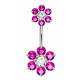 Double Flower Sterling Silver Belly Bars - Various Colours | Inspected by Sheffield Assay office