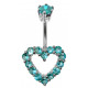 Sterling Silver Heart Shape CZ Crystal Studded Belly Bars 1.6mm / 14G - Various Colours - All our Jewellery is Quality Checked by Sheffield Assay office
