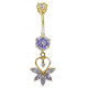 Gold Plated and Silver Belly Bars Made Of CZ Crystals - Various Colours