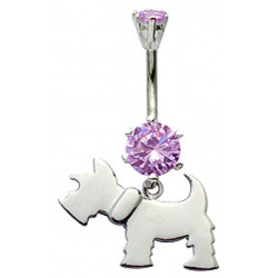 Sterling Silver Charm Dog CZ Crystal Belly Bars 1.6mm / 14G - Various Colours - All our Jewellery is Quality Checked by Sheffield Assay office