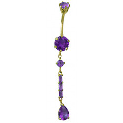 Gold Plated and Silver Long Drop Belly Bars with CZ Crystals - Various Colours