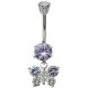 Sterling Silver Butterfly Belly Bars with Round Wings CZ Crystals - Various Colours - All our Jewellery is Quality Checked by Sheffield Assay office