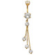 Sterling Silver Round Shape Dangle CZ Crystal in Gold Plating with Chains Belly Bars 1.6mm / 14G - Various Colours
