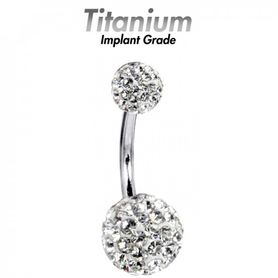 Titanium Belly Ring with Swarovski Crystals - Belly Bar for Every Occasion 