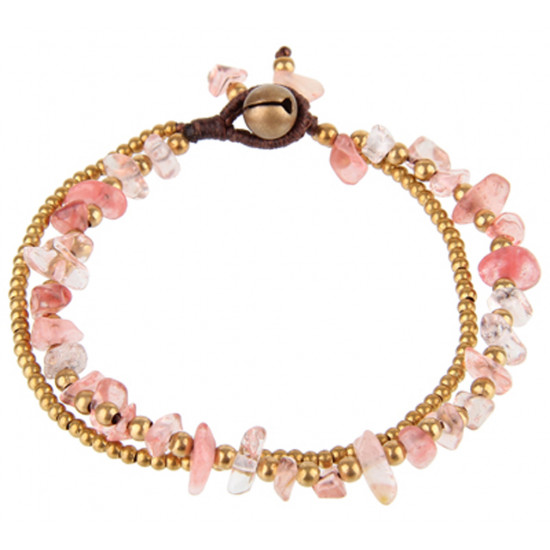 Natural Gem Stone Bracelet with Gold Plated Beads - Various Colours
