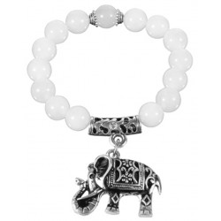 Fashion Bracelet with Bead Stones and Elephant Finding - Various Colours