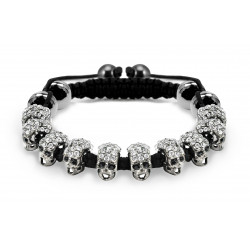 Skull Design Bracelet In Alloy with CZ Crystal Bling - Fits Lovely on Any Wrist - Various Colours