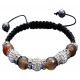 Multi Color Glass Bead Stone Bracelet with Shamballa Ball CZ Clear Crystal - Various Styles