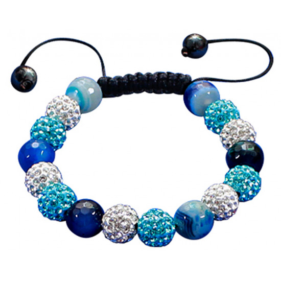 Multi Color Shamballa Bracelet with Glass Stone and CZ Crystals - Various Styles
