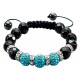 Shamballa Braided Bracelet with CZ Crystal Ball and Glass Beads - Various Colours