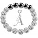 Shamballa Stretchable Bracelet CZ Crystal Studded with Silver Initial Charm Beads - Letters A To Z