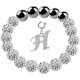 Shamballa Stretchable Bracelet CZ Crystal Studded with Silver Initial Charm Beads - Letters A To Z