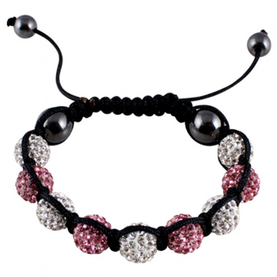 Shamballa Bracelet with CZ Crystal Ball Fits Lovely on Any Wrist - Various Colours