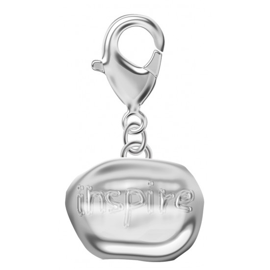 Silver Charm with Spring Lobster Clasp for Easy Attaching to Charm Bracelets and Key Chains - Inscribed Inspirational Words