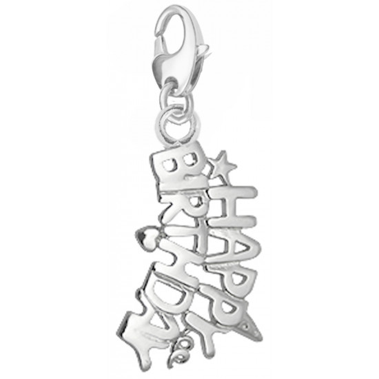 Silver Charm With Spring Lobster Clasp for Easy Attachment to Charm Bracelet and Key Chains - Insprational Words 