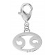 Silver Zodiac Charm with Lobster Clasp for Attaching Charm Bracelet, Necklace and Key Chains - all Star Signs