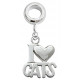 Silver Charm Bead "I Love Cats" Compatible for Pandora All Types Bracelet