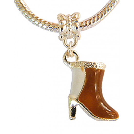 Silver Football Boot Shoe Charm for Pandora Bracelets -  Hand Painted with Enamel