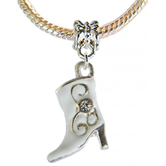 Silver Football Boot Shoe Charm for Pandora Bracelets -  Hand Painted with Enamel