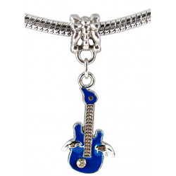 Electric Guitar Charm for Pandora Bracelet -  Hand Painted with Enamel