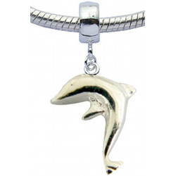 Silver Dolphin Charm for  Pandora Bracelet and Necklace - Available in Gold Plating