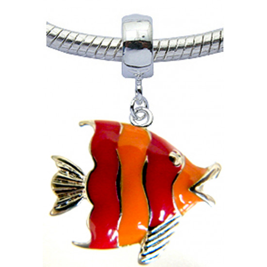 Fish Charm for Pandora Bracelet -  Hand Painted with Enamel