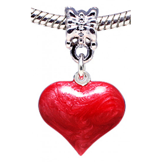 Charm Heart Hand Painted with Enamel Colour - Fits all Pandora Bracelets