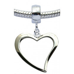 Silver Open Heart Charm for  Pandora Bracelet and Necklace - Available in Gold Plating