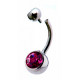 Titanium Internally Threaded DOUBLE JEWELED BANANABELL - AAA Laser Cut Crystals - Belly Button Ring for Everyday 