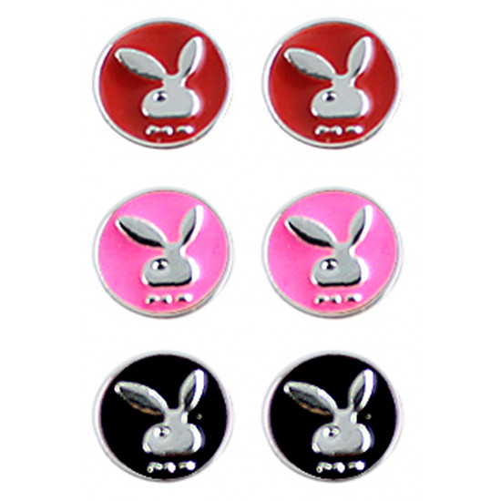 Set Of 3 Pair Stud Earrings with Bunny Design in 3 Different Colors