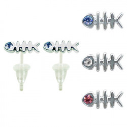 Hypo Allergic Plastic Post Fish Stud Earrings - You Get 3 Pair Each Color