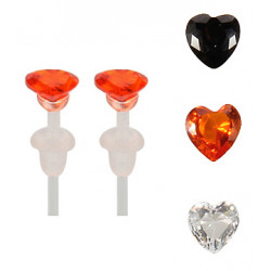 Solitaire Heart Plastic Post Stud Earrings - You Get 3 Pair Each Color