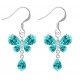 Sterling Silver Drop Butterfly Fashion Earrings with CZ Crystals - Various Colours