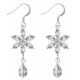 Sterling Silver Flower Fashion Dangle Earrings with CZ Crystals - Various Colours