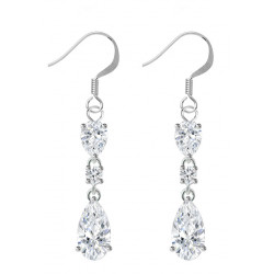 Sterling Silver Tear Drop Fashion Dangle Earrings with CZ Crystals - Various Colours