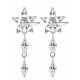 Sterling Silver Dangle Hawaiian Flower Fashion Earrings with CZ Crystals - Various Colours