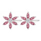 Sterling Silver Floral Fashion Stud Earrings with CZ Crystals - Various Colours