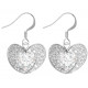 Sterling Silver Dangle Center Heart Shape Earrings Made of CZ Crystals - Various Colours