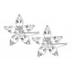 Sterling Silver Plumerian Flower Fashion Stud Earrings with CZ Crystals - Various Colours