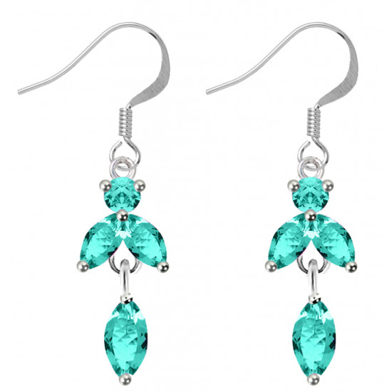 Sterling Silver Dangle Drop Fashion Earrings with CZ Crystals - Various Colours