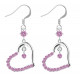 Sterling Silver Open Heart Fashion Dangle Earrings with CZ Crystals - Various Colours