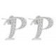 Silver 925 Initial Stud Dangly Earrings Jewellery with CZ Crystals - Letters A to Z