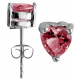 Silver Solitaire Heart Shape CZ Crystal Stud Earrings - Various Sizes and Colors
