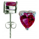 Silver Solitaire Heart Shape CZ Crystal Stud Earrings - Various Sizes and Colors